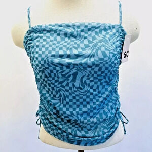 NWT SO GOODS FOR LIFE Juniors Sleeveless Straps Pullover Cropped Blue Top Large